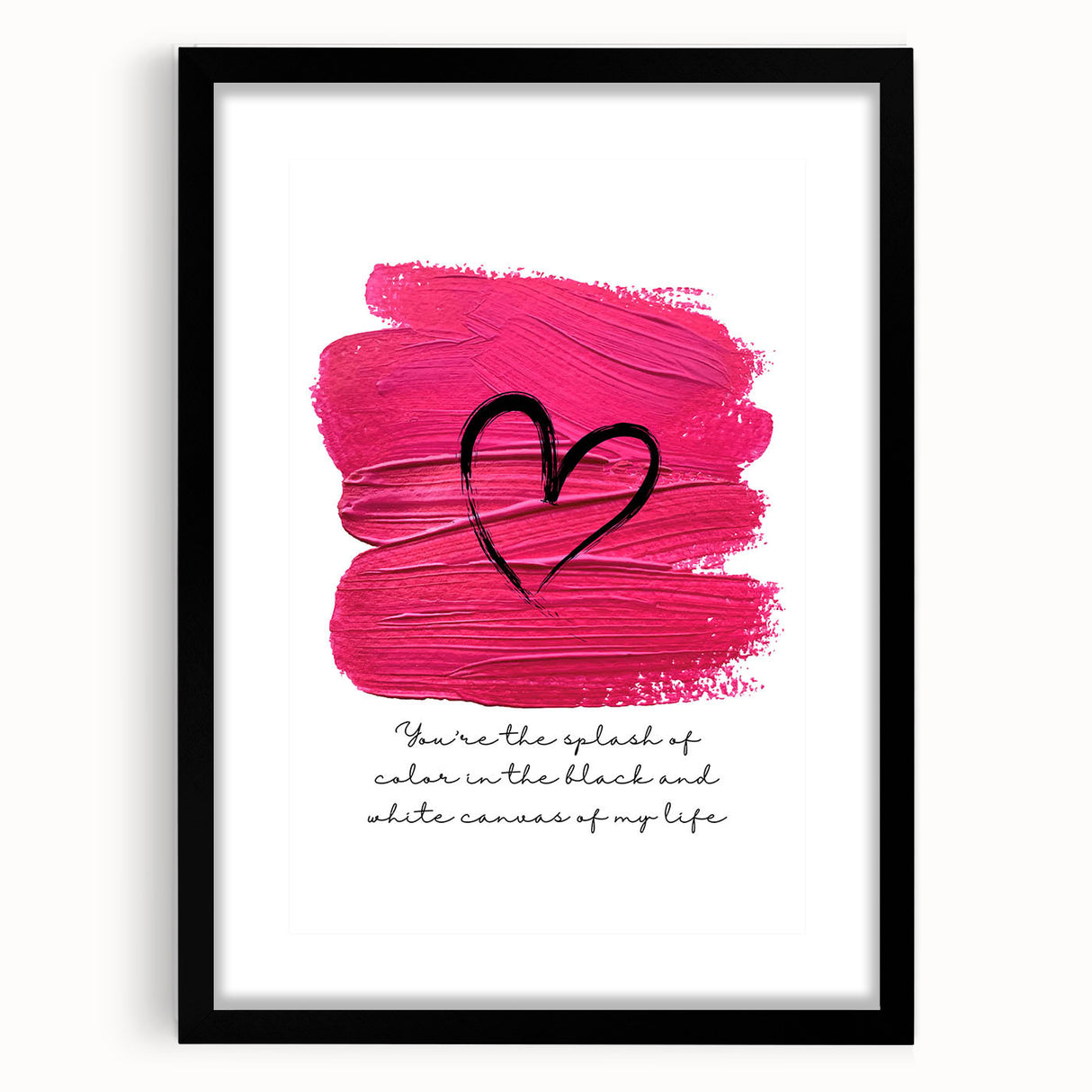 Modern Typography Wall Art - Pink Heart Quote Canvas Print