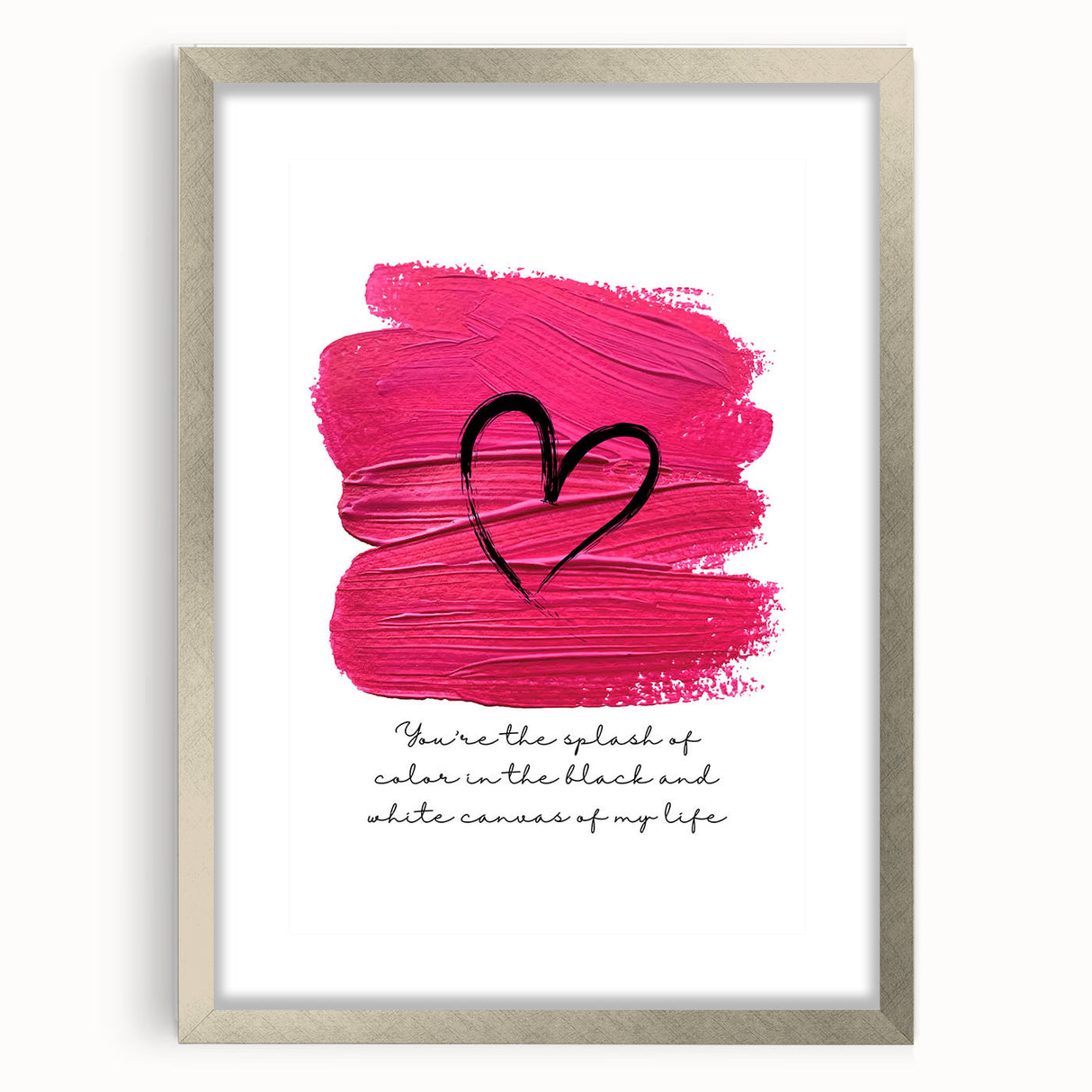 Modern Typography Wall Art - Pink Heart Quote Canvas Print
