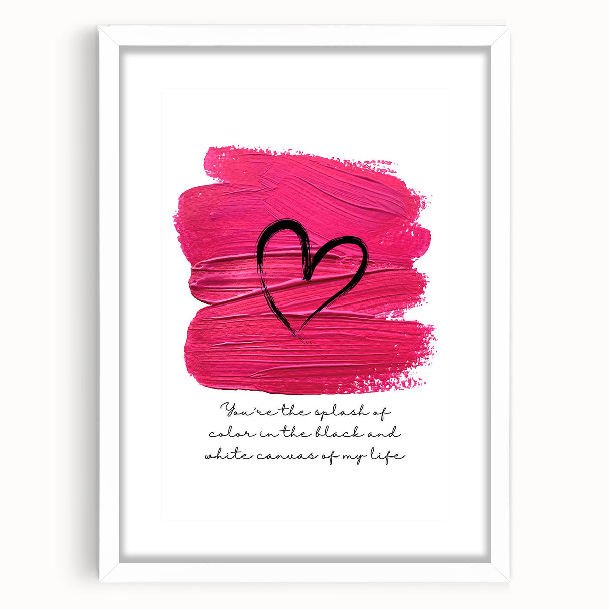 Modern Typography Wall Art - Pink Heart Quote Canvas Print