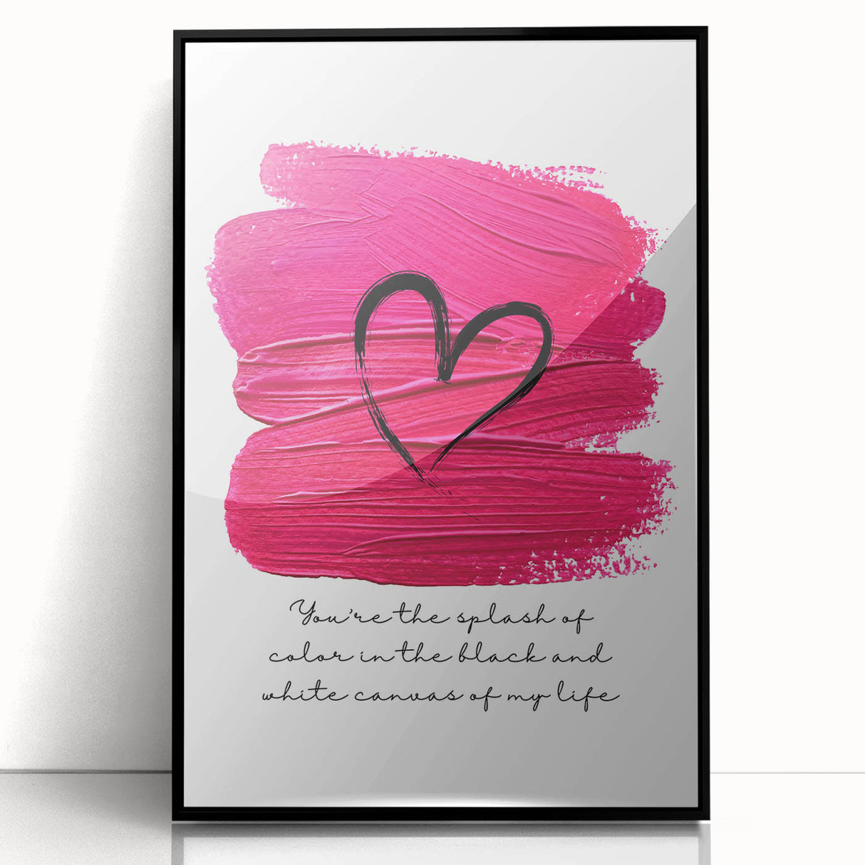 Modern Typography Wall Art - Pink Heart Quote Canvas Print