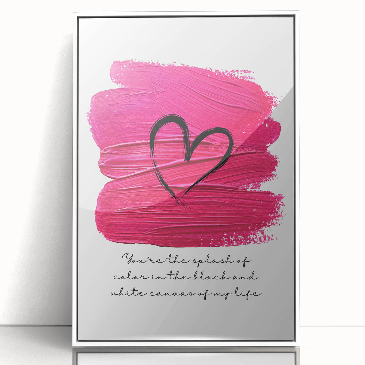 Modern Typography Wall Art - Pink Heart Quote Canvas Print