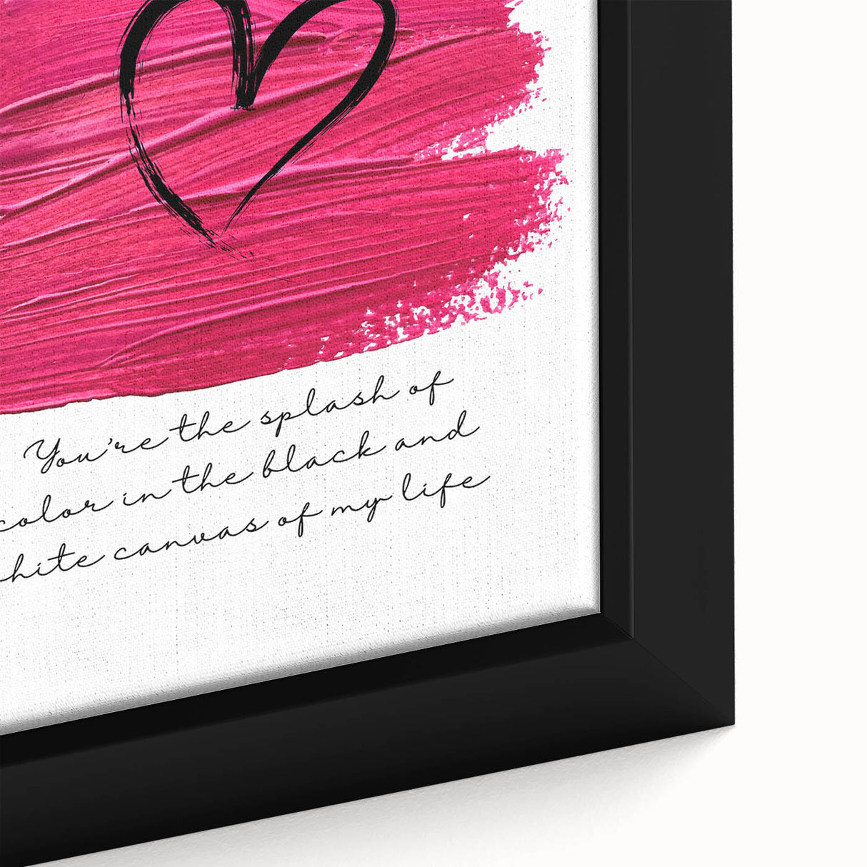 Modern Typography Wall Art - Pink Heart Quote Canvas Print