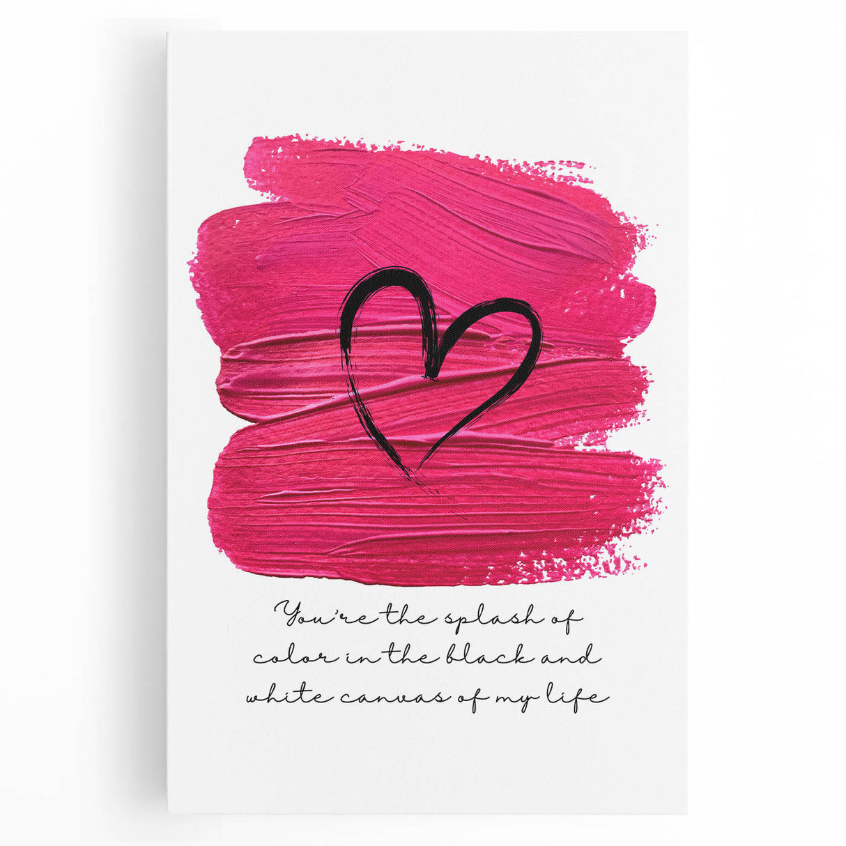 Modern Typography Wall Art - Pink Heart Quote Canvas Print