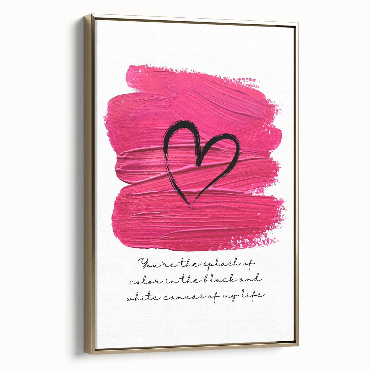 Modern Typography Wall Art - Pink Heart Quote Canvas Print