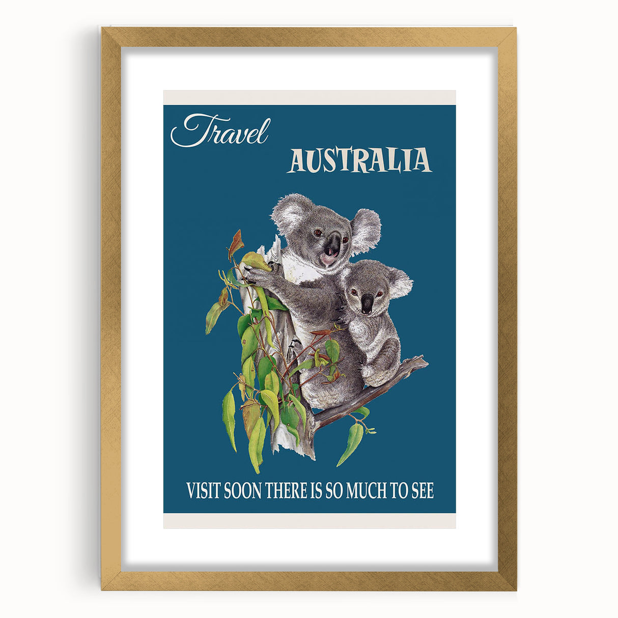 Australia Retro Travel Poster | Koala Wildlife Art Print