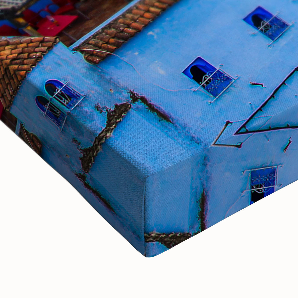 Large art of a Moroccan landscape in black and white on stretched canvas, suited for bedroom decor.