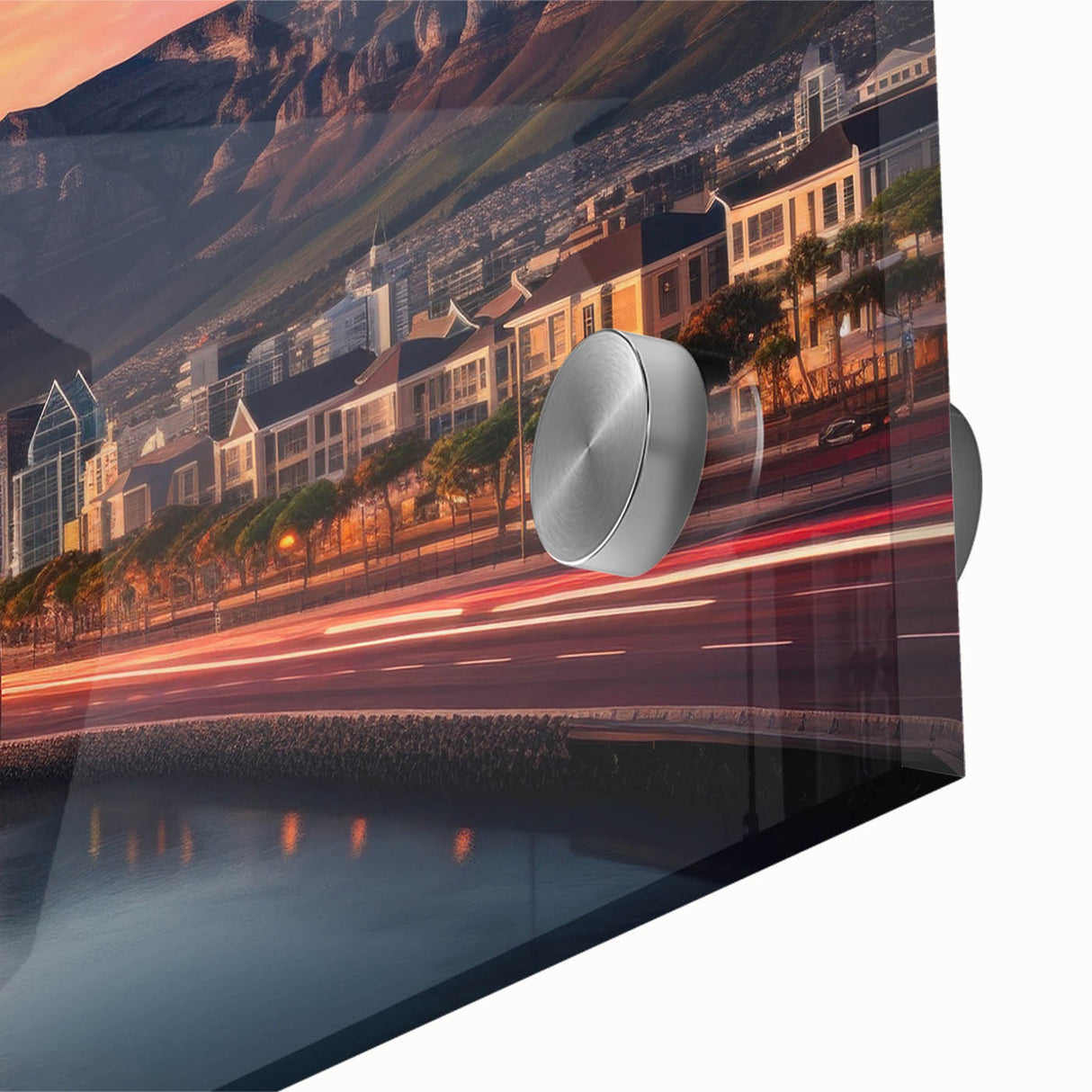 Large abstract wall art featuring a South African scenery in muted earth tones on acrylic glass, ideal for dining room art.