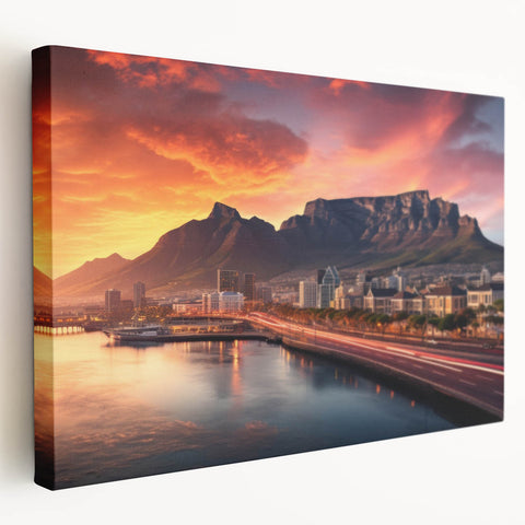 Large stretched canvas featuring a vibrant African savannah scene, ideal for kitchen wall art.