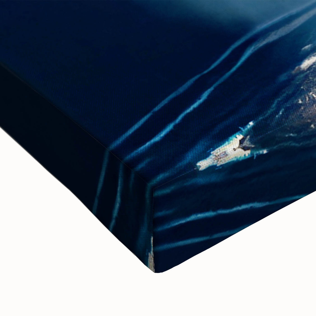 Large art of a black and white landscape painting on stretched canvas, depicting serene Azerbaijani scenery.