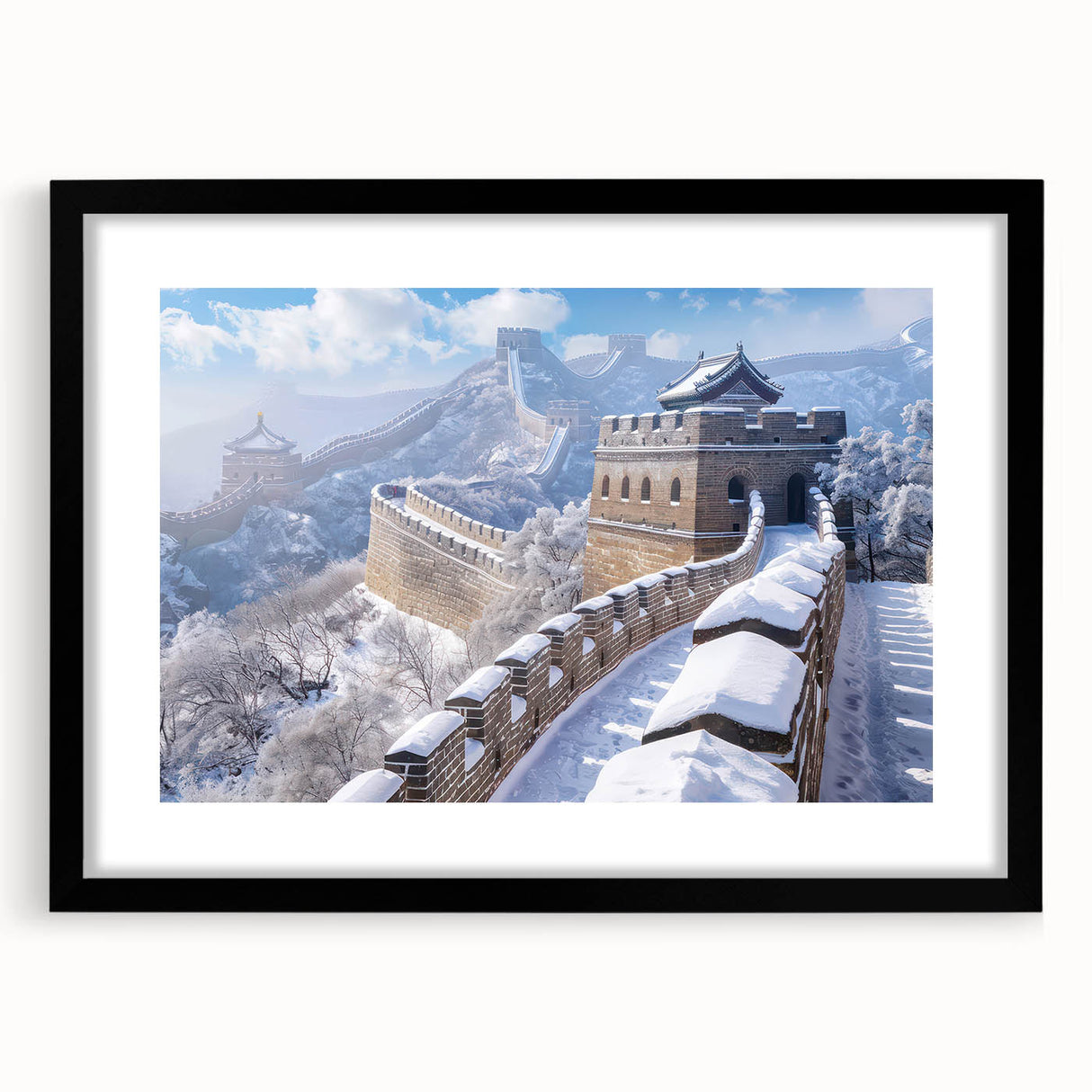 Extra large colorful art print of an abstract representation of the Great Wall of China.