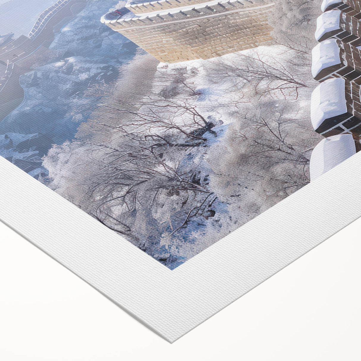 Art deco poster of the Great Wall of China in muted earth tones on rolled canvas, suitable for dining room decor.