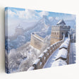 Side view of the Great Wall of China in muted earth tones on stretched canvas, suitable for kitchen wall art.