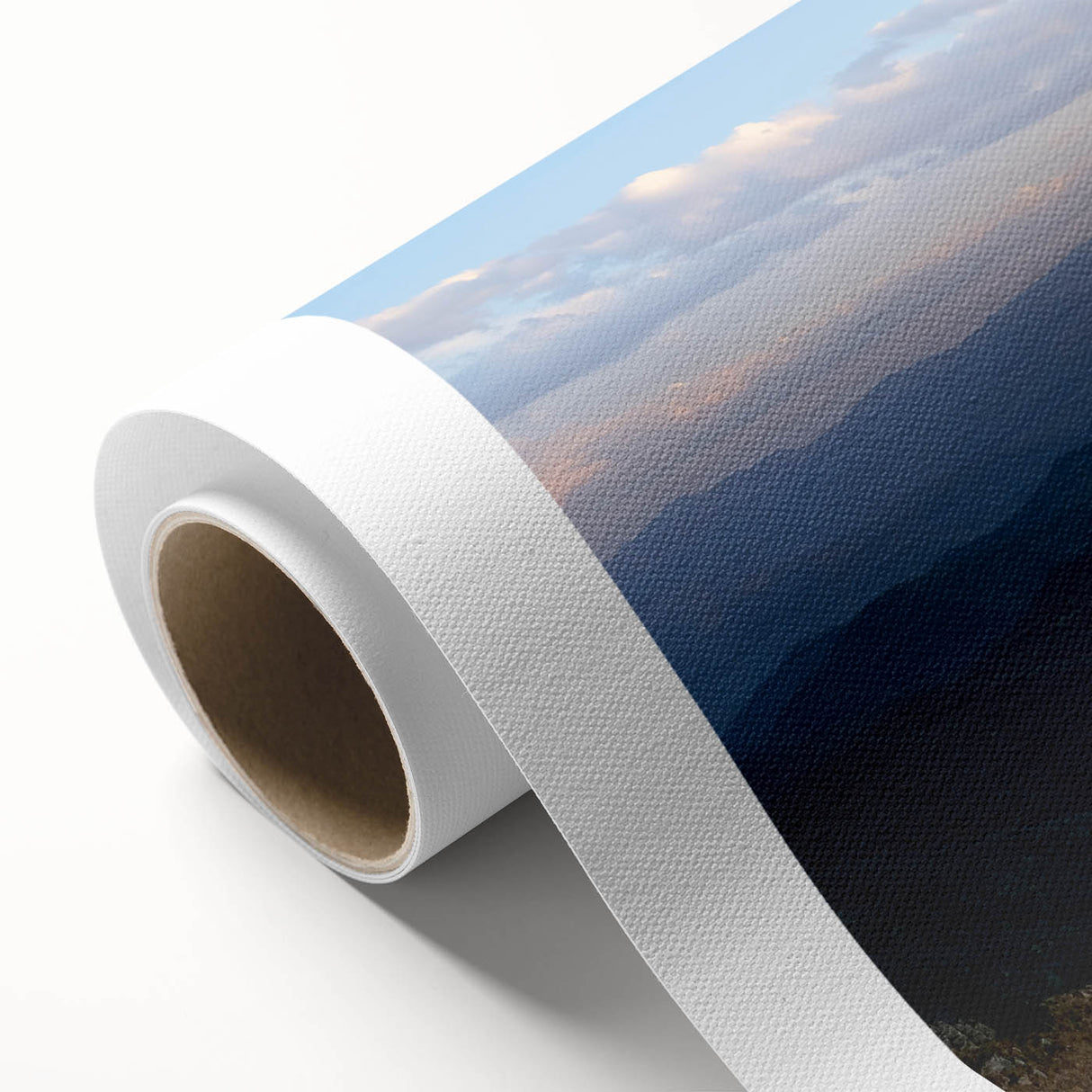 Art Deco poster of Asian scenery in muted green and beige tones on rolled canvas, ideal for nursery wall art.