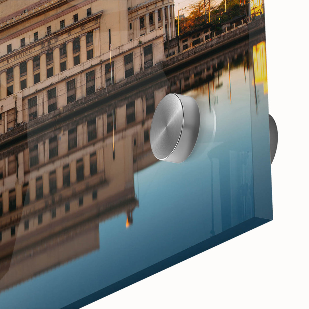 Large abstract wall art featuring a Philippine landscape in mid-century modernist style on acrylic glass.