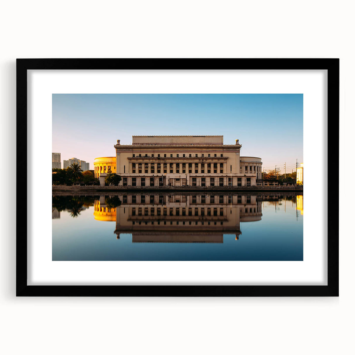 Extra large abstract art print featuring a colorful, textured depiction of a Philippine landscape on a framed black mat.