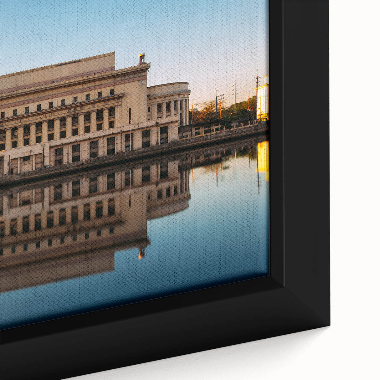 Extra large framed canvas featuring a textured, colorful Filipino landscape in black, ideal for living room decor.