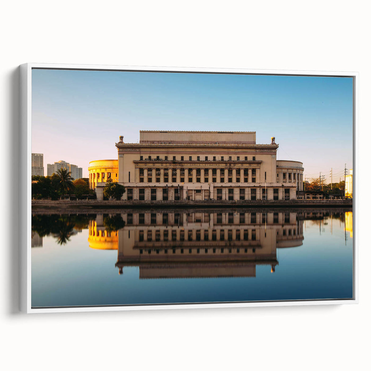 Vintage poster art of a Philippine landscape on framed canvas, featuring colorful art in extra large size.