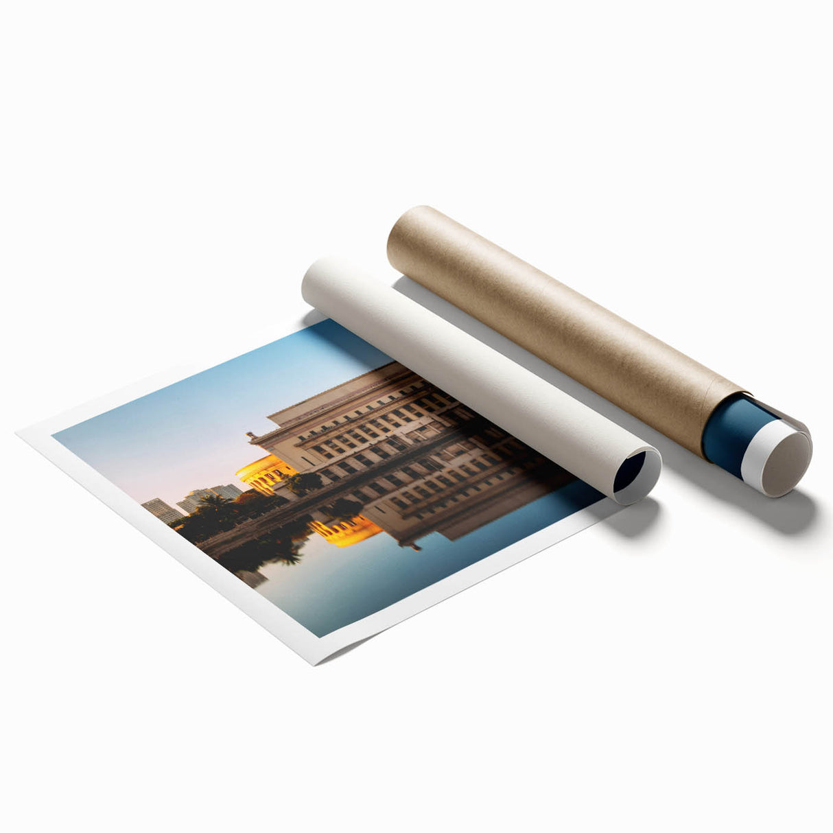 Extra large rolled print of a serene Philippine landscape with lush greenery and subtle pink floral elements.