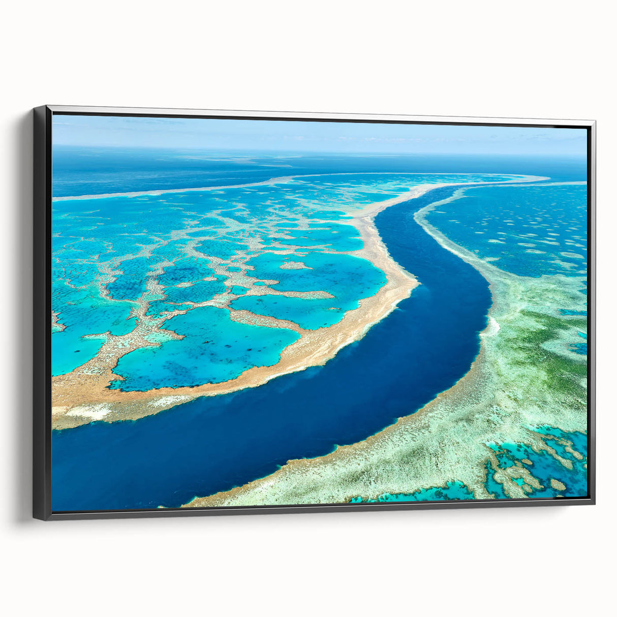 Black and white framed canvas of Brisbane landscape, ideal for bedroom wall art in a vintage poster style.