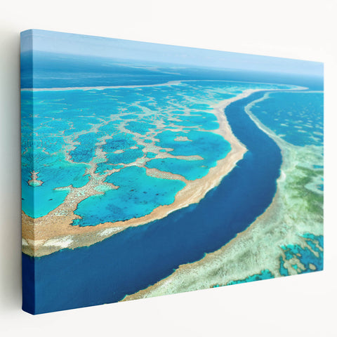 Side view of a stretched canvas depicting the Brisbane skyline in muted earth tones, ideal for kitchen wall art.