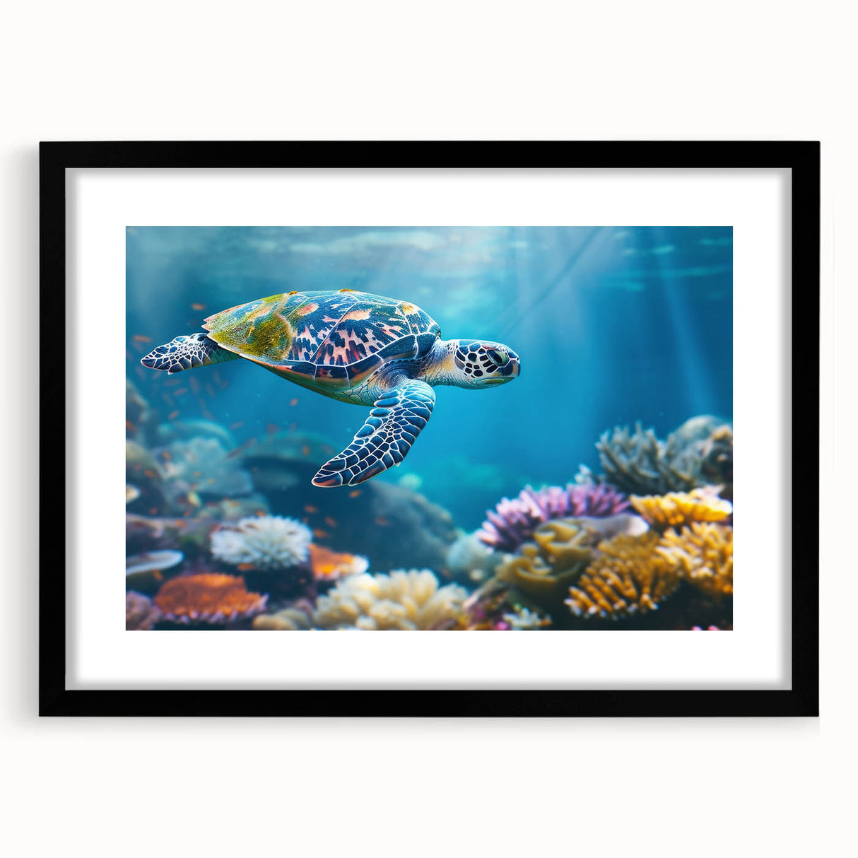 Extra large wall art featuring an abstract depiction of the Great Barrier Reef in vibrant.