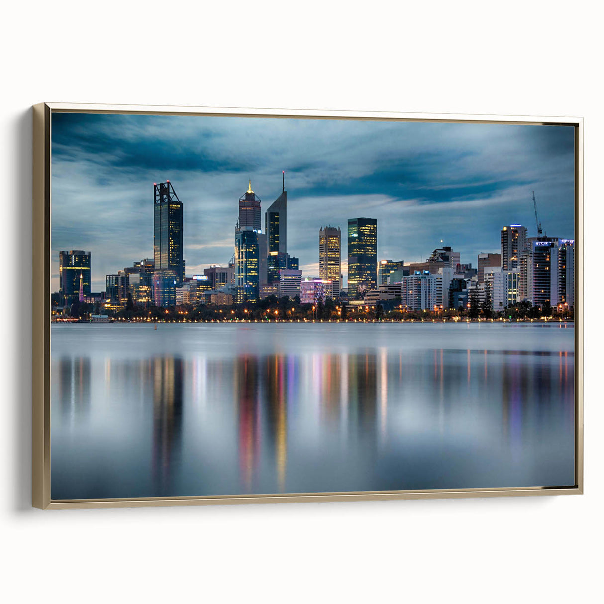 Landscape art painting of Perth, Australia on framed canvas.