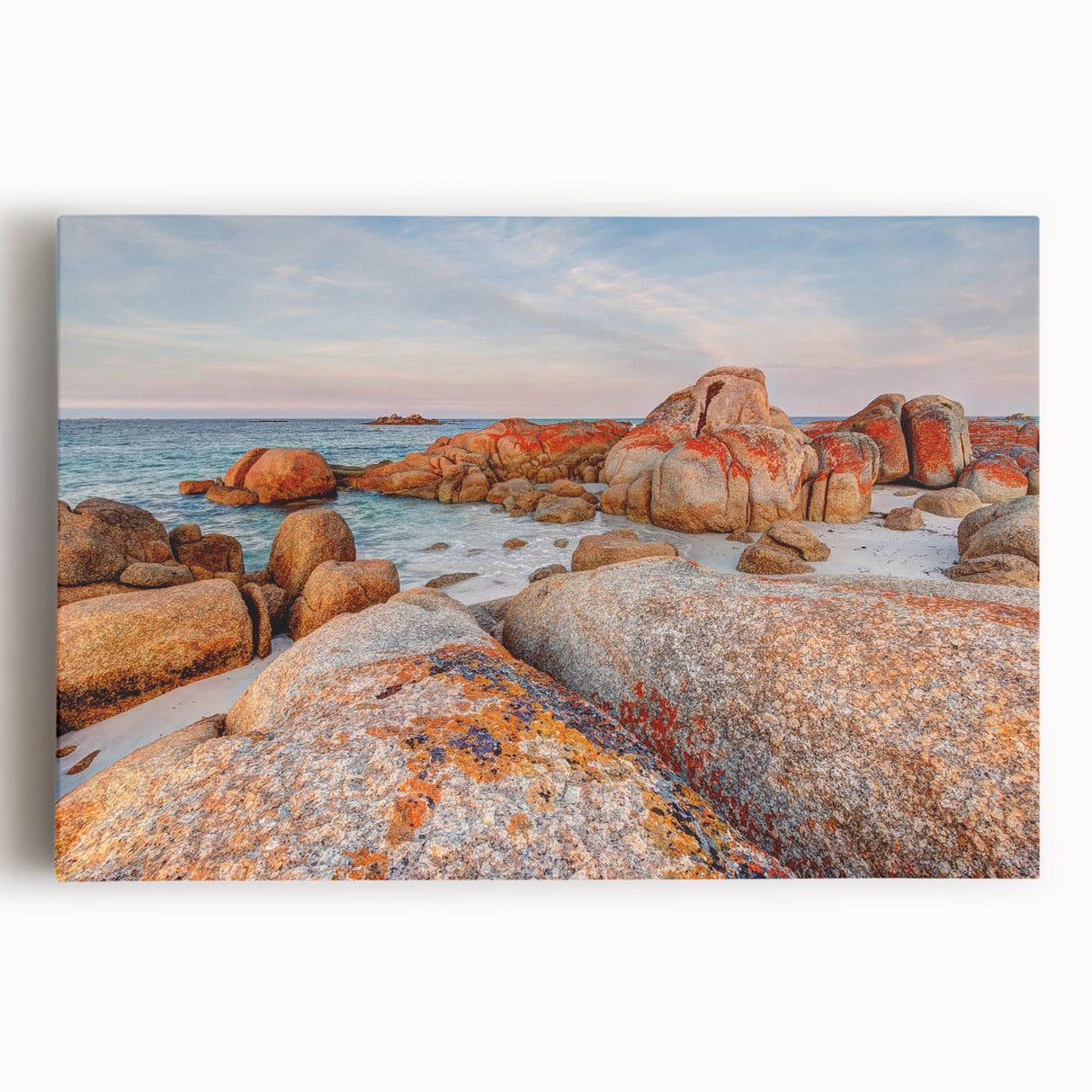 Monochrome landscape of Tasmania on a large stretched canvas, suitable as kitchen wall art or bedroom decor.