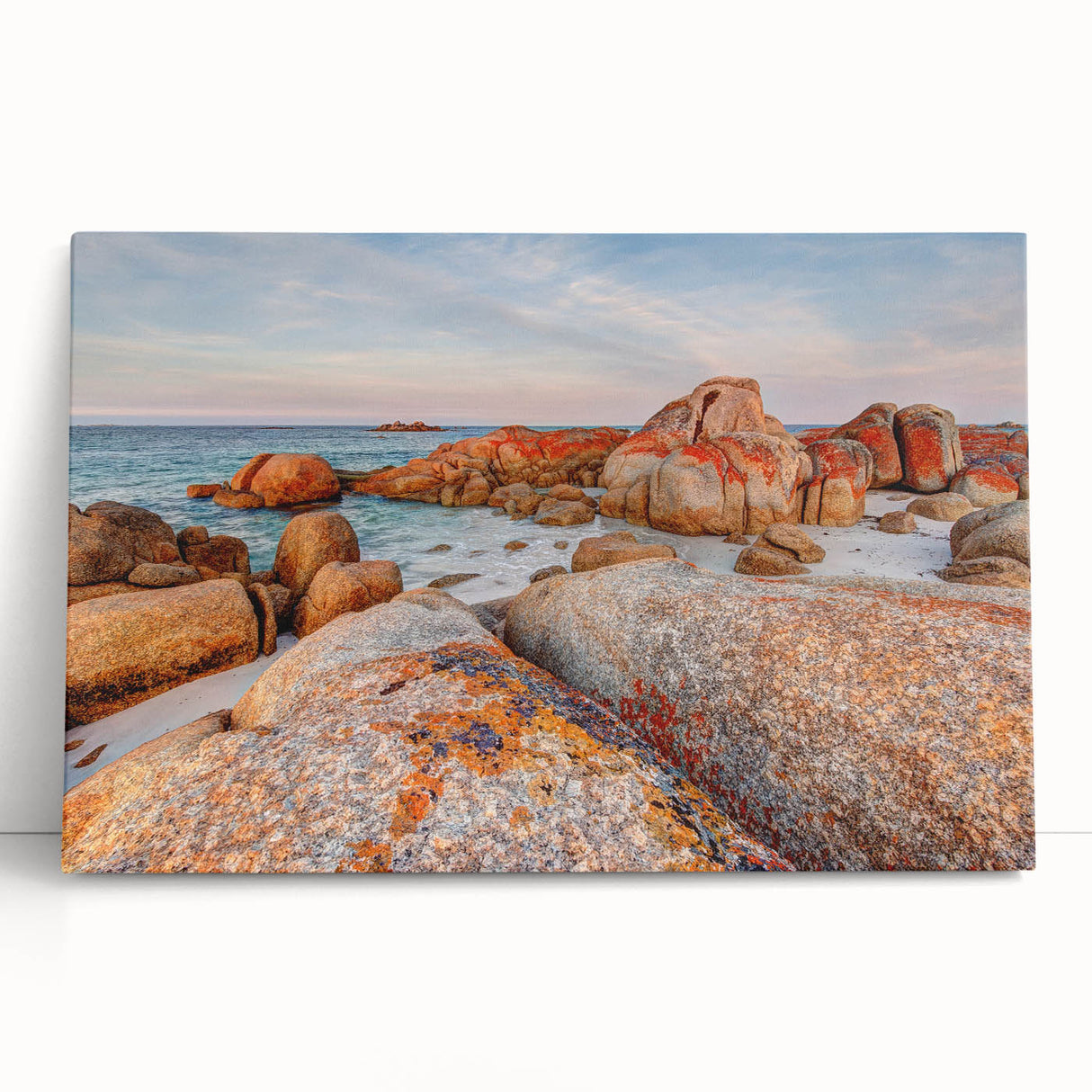 Large black and white stretched canvas of Tasmania scenery, ideal for kitchen wall art.