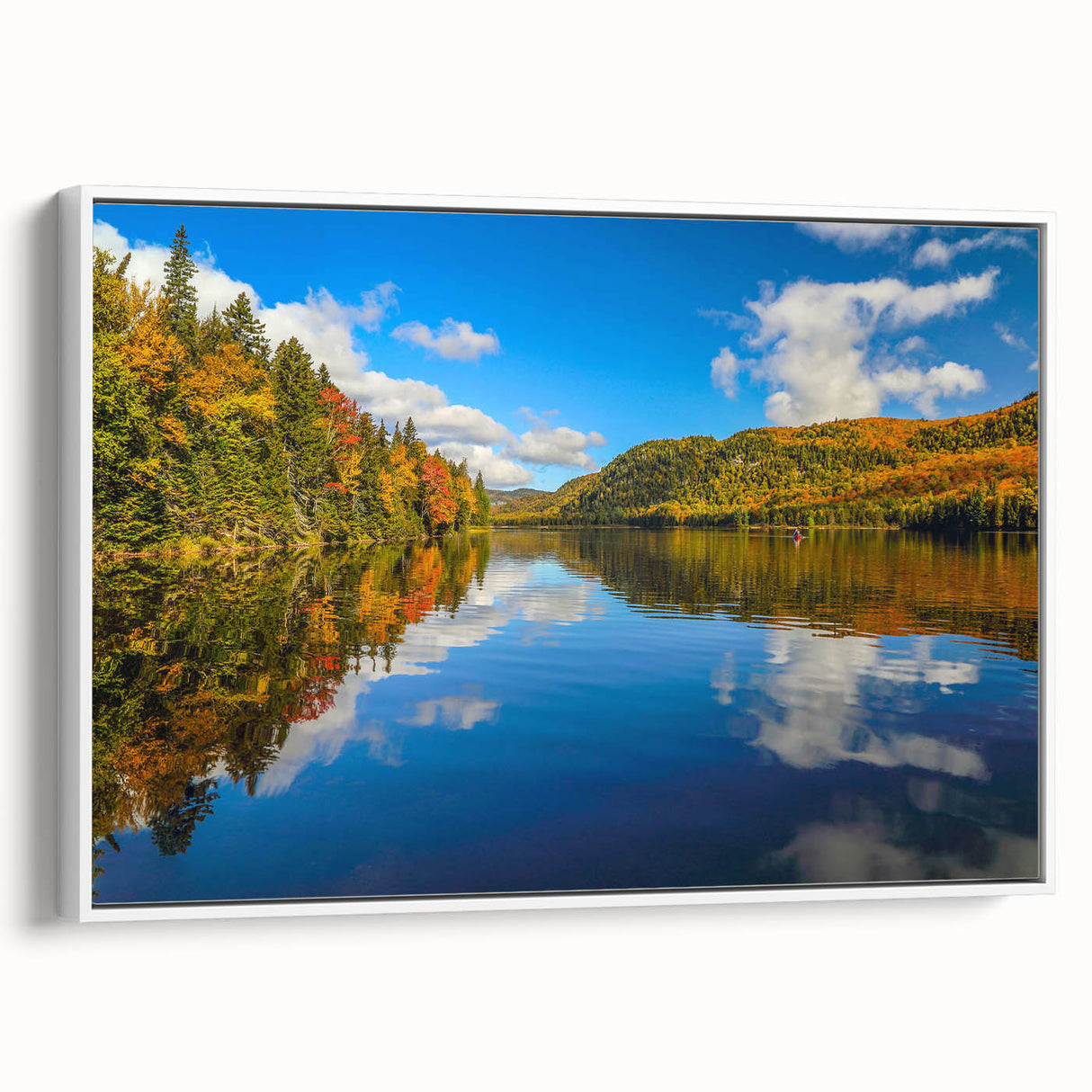 Vintage poster art of Quebec scenery on a framed canvas, featuring colorful art in extra large size.