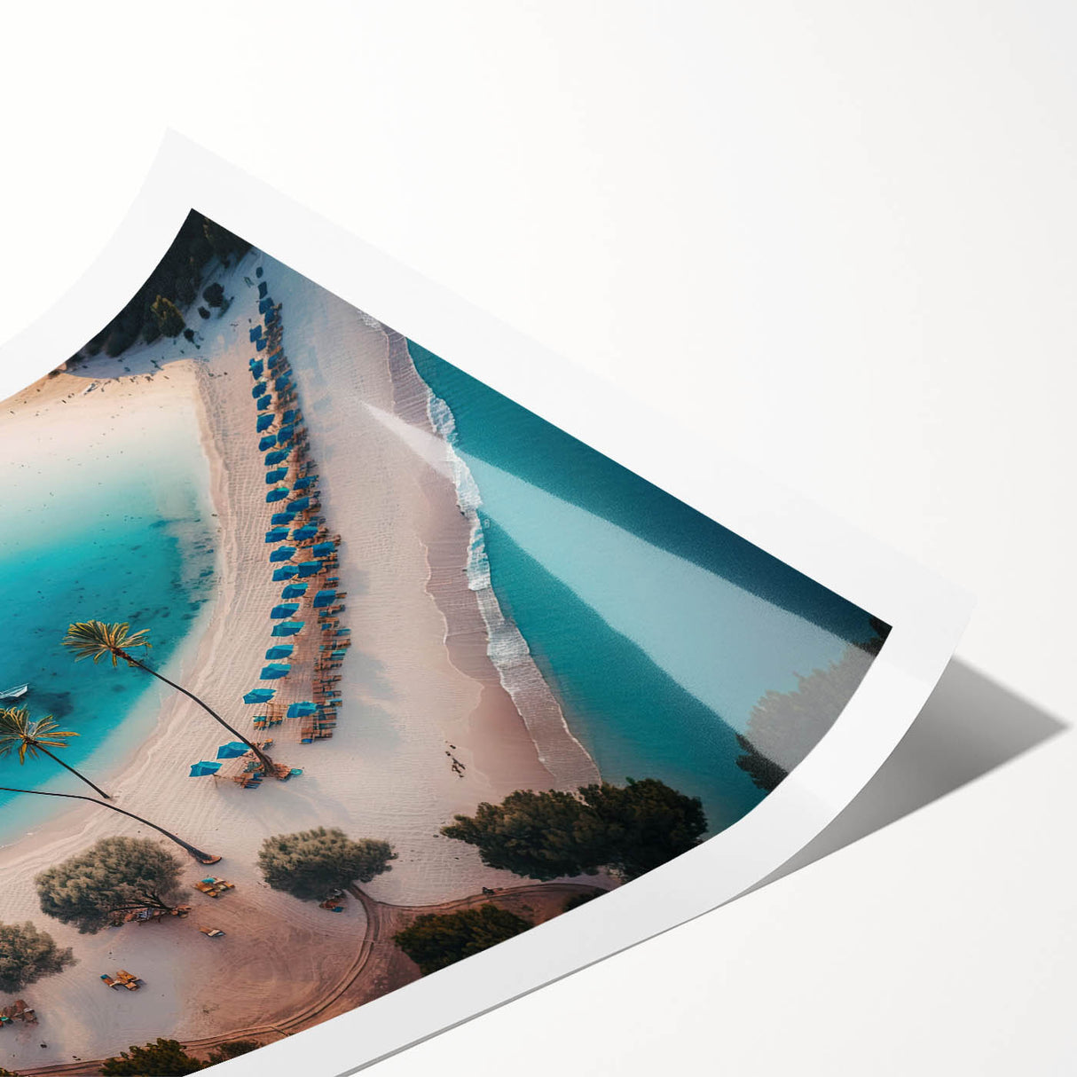 Extra large wall art featuring line art flowers in muted earth tones on a rolled canvas.