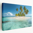 Large canvas print of a Caribbean beach scene in vibrant blue and turquoise tones, suitable for kitchen wall art.
