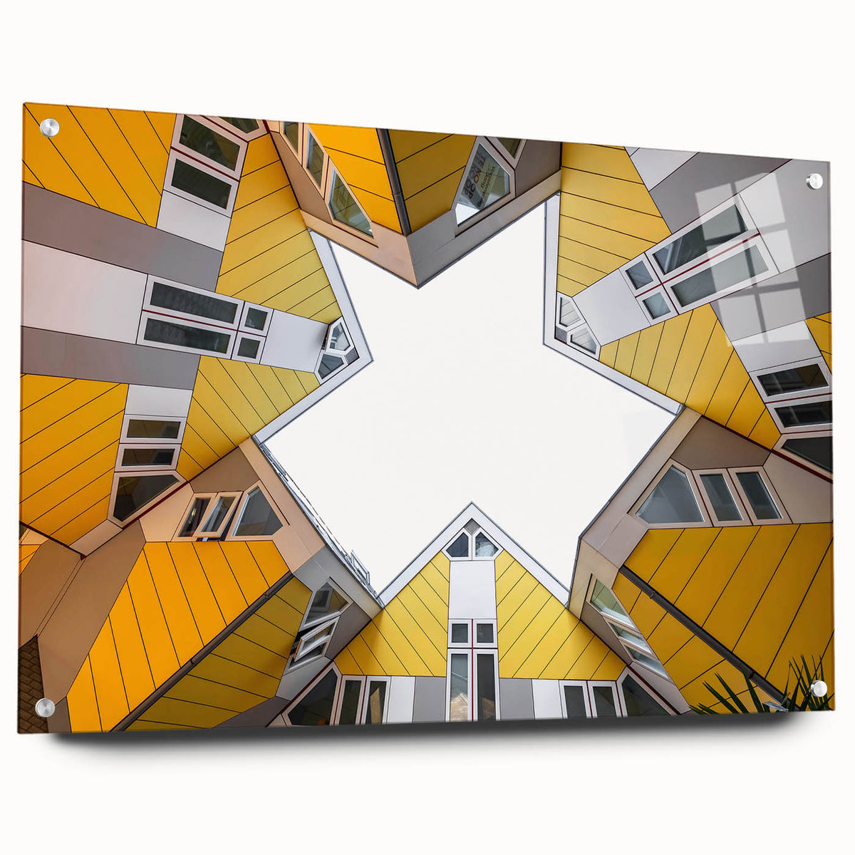 Acrylic print of a European scenery in muted earth tones, ideal for dining room decor.