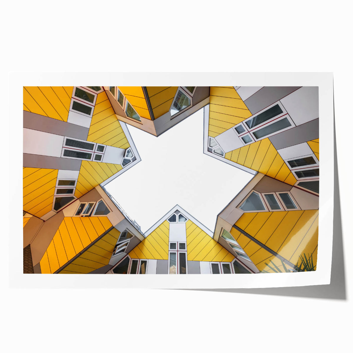 Extra large rolled print of a European scenery with vibrant floral elements, ideal for art wall dining room.