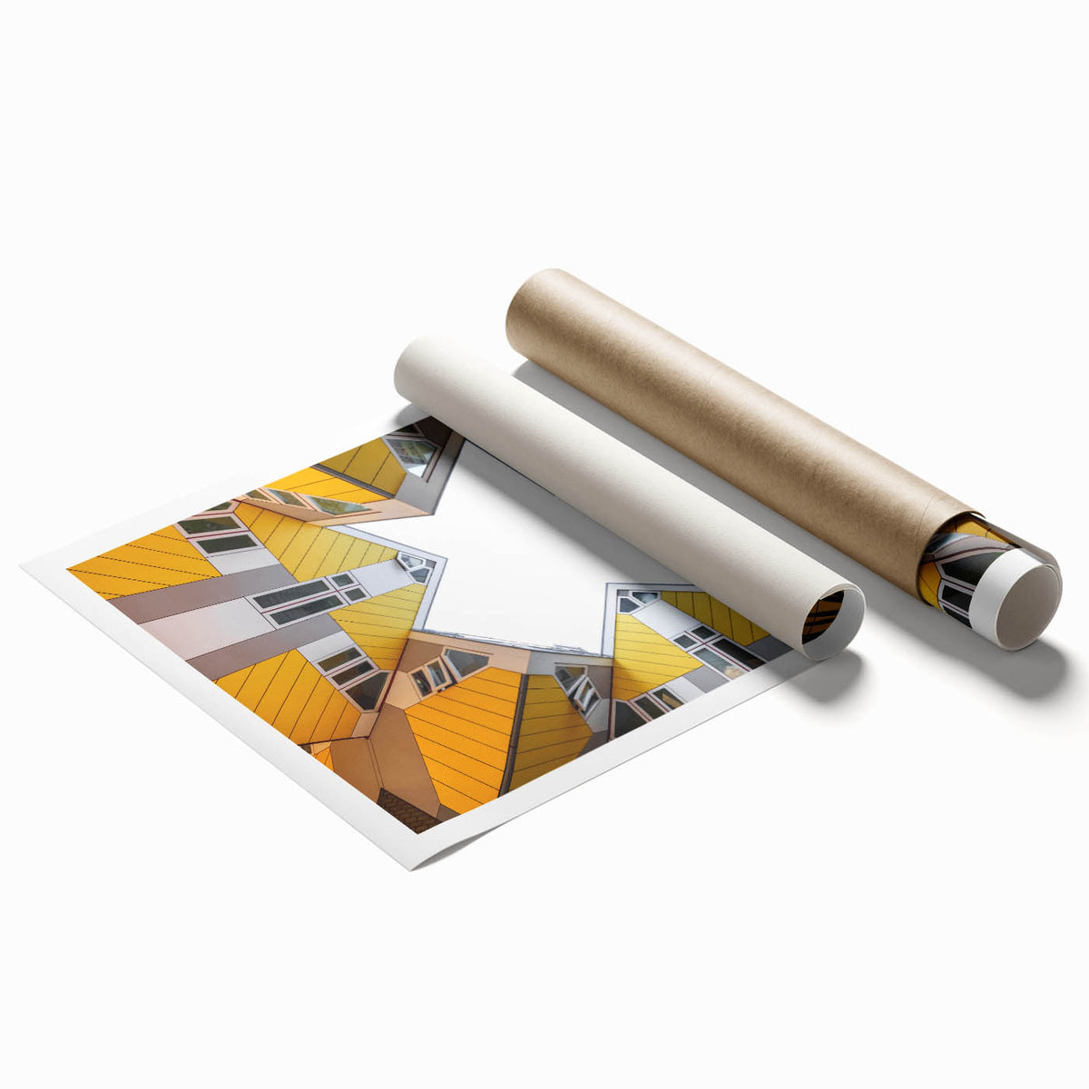Extra large rolled print of a European scenery with vibrant floral elements, ideal for classy bathroom wall art.