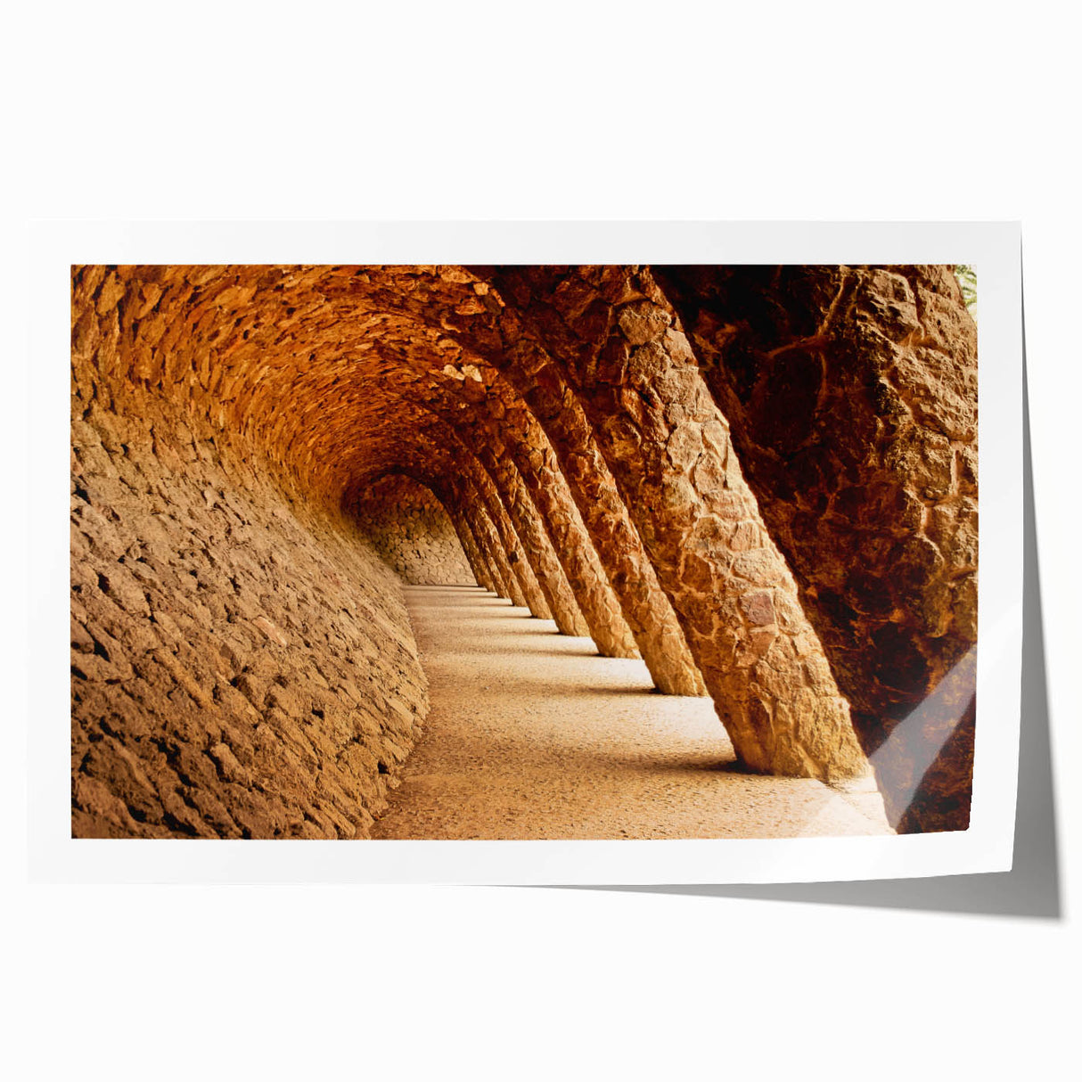 Rolled print of a scenic Barcelona landscape in muted earth tones, ideal for art wall dining room.