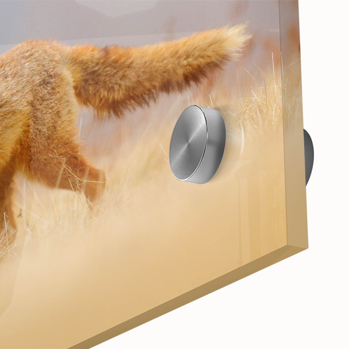 Large abstract wall art depicting a European scenery in muted earth tones on acrylic glass, suitable for dining room decor.