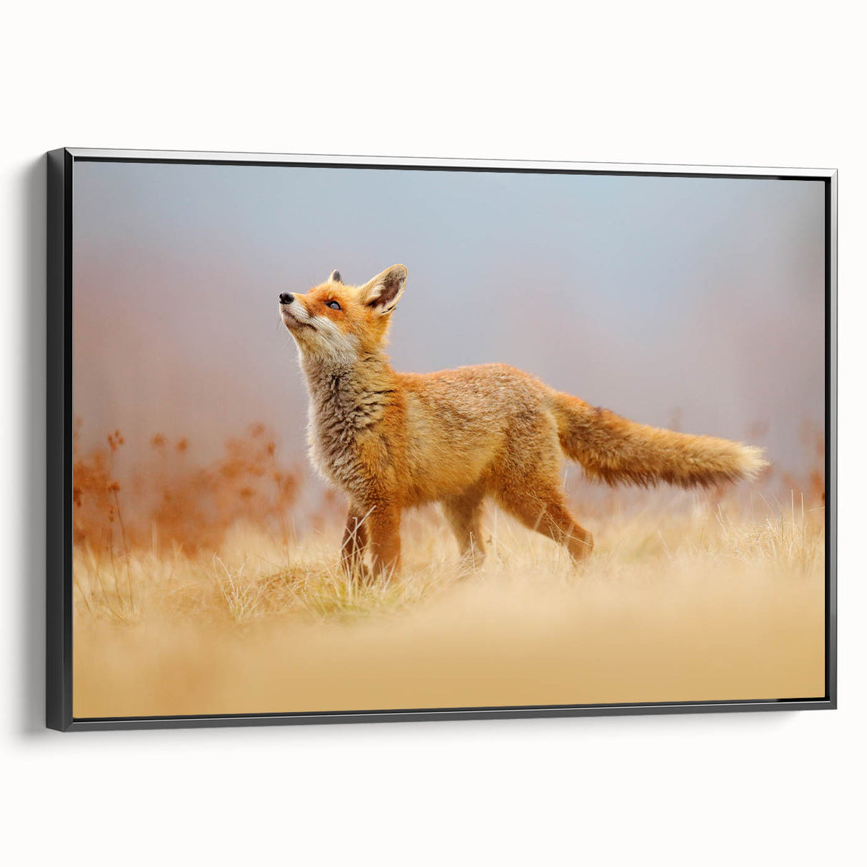 Black and white framed canvas depicting a vintage Swedish landscape, ideal for bedroom wall decor.