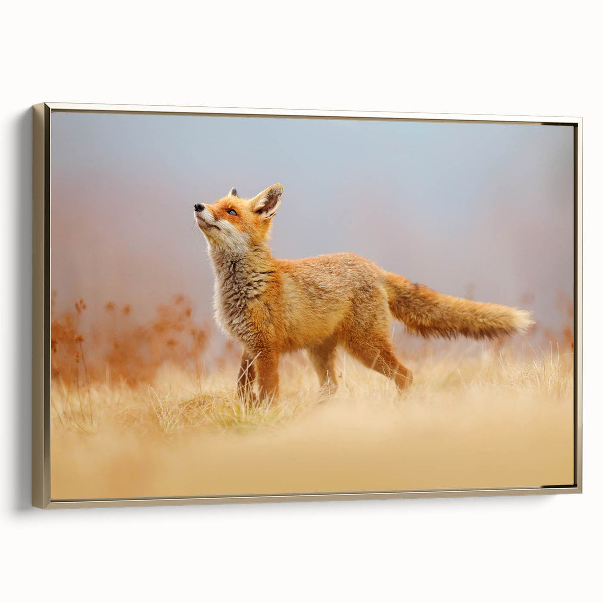 Framed canvas featuring a vintage-style landscape painting of a serene Swedish scenery, ideal for bedroom wall art.