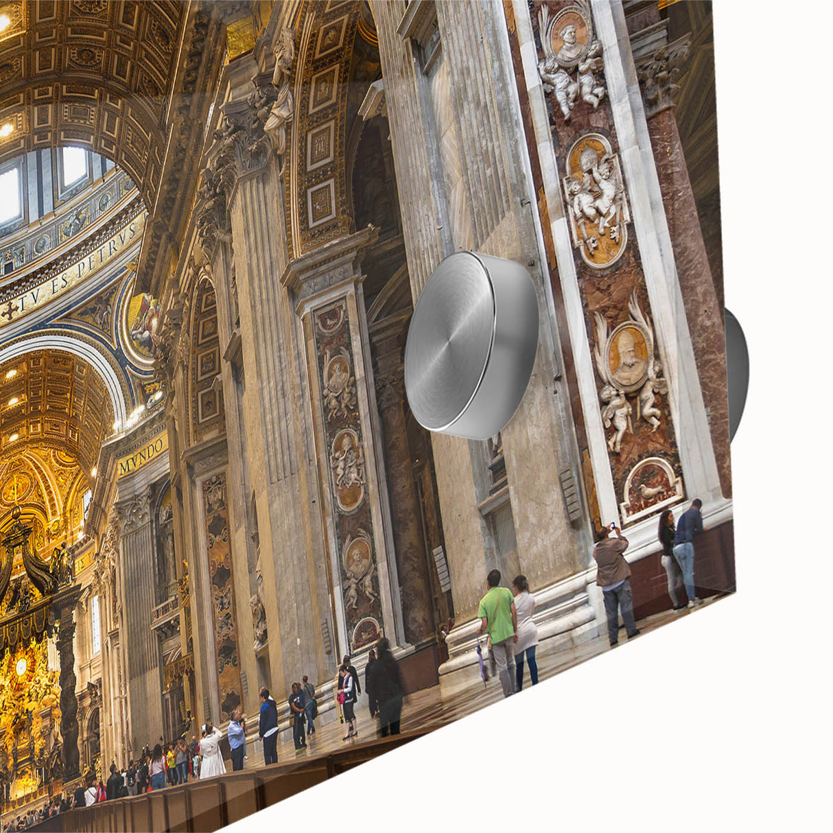 Large abstract acrylic print of the Vatican scenery in muted earth tones, ideal for dining room art.