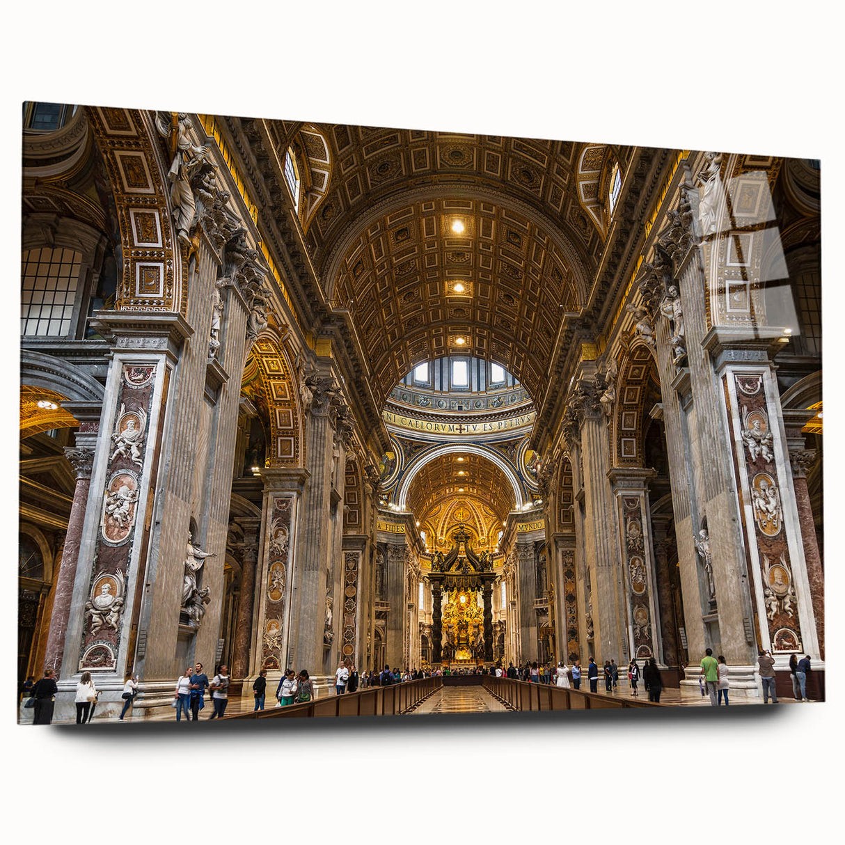 Large abstract wall art of the Vatican scenery in muted earth tones on acrylic glass, ideal for bedroom or dining room decor.