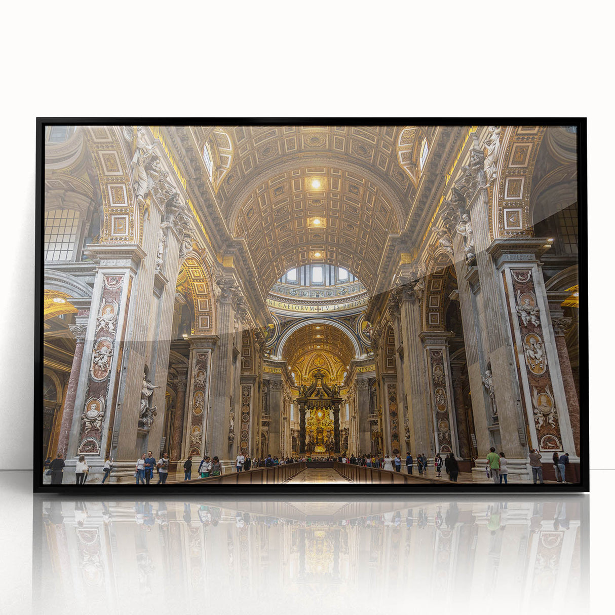 Large abstract wall art depicting the Vatican scenery in muted earth tones on a framed acrylic.