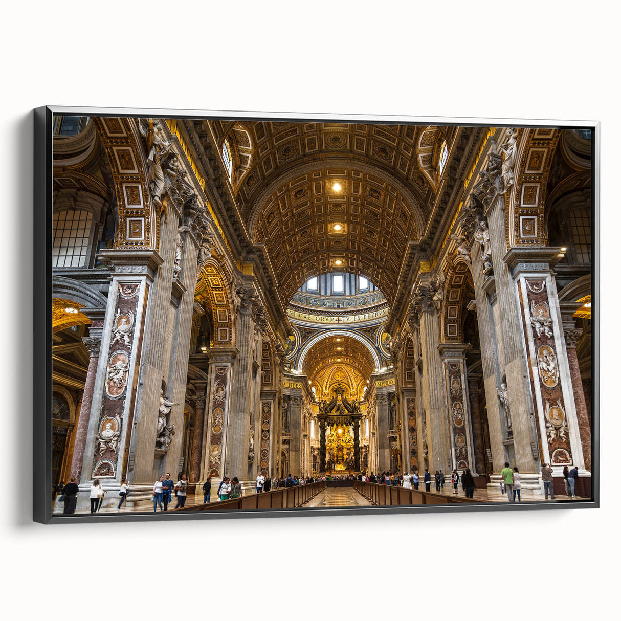 Framed canvas featuring a black and white vintage landscape of the Vatican, ideal for bedroom wall decor.