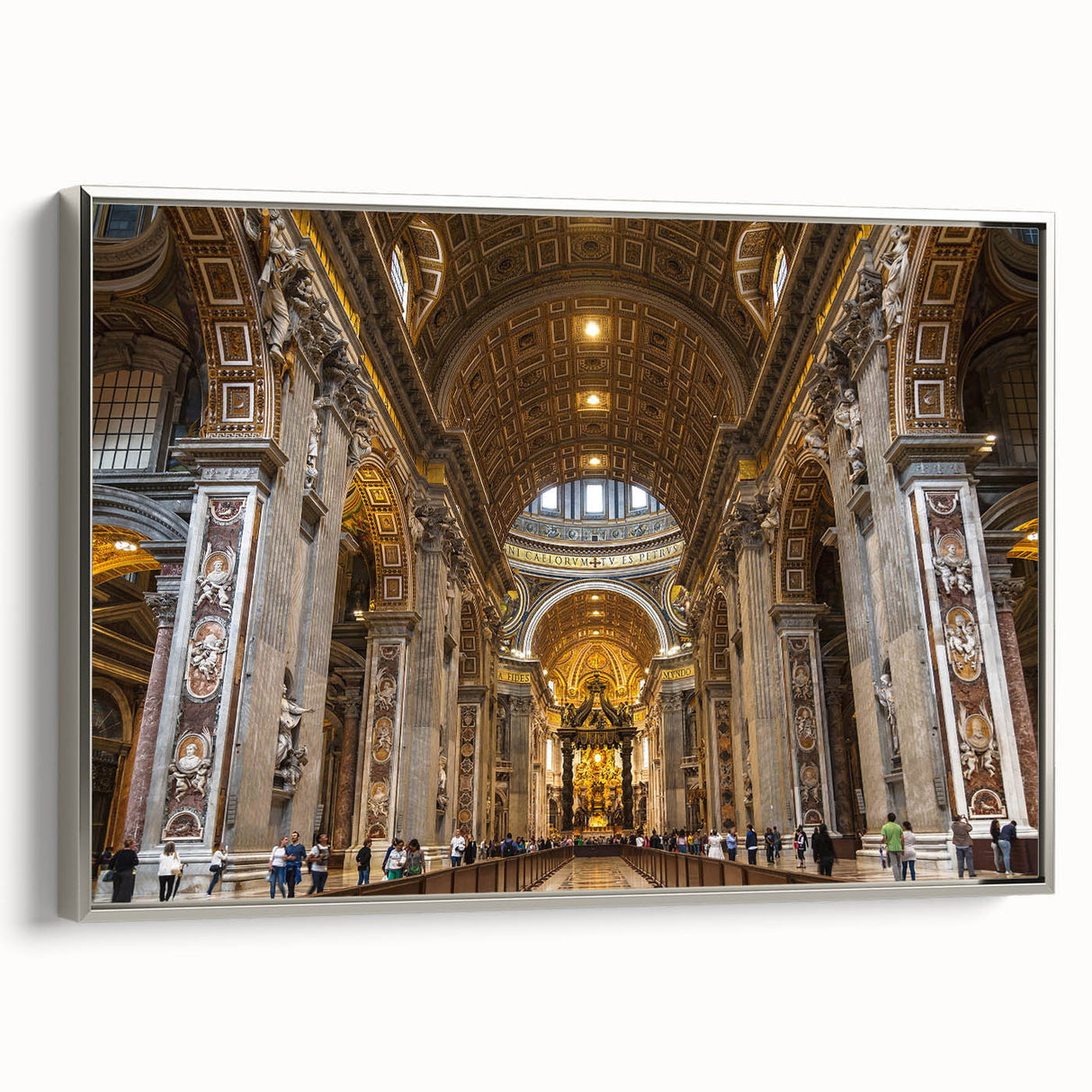 Framed canvas landscape art paintings depicting the Vatican with a vintage poster style in colorful and black tones.