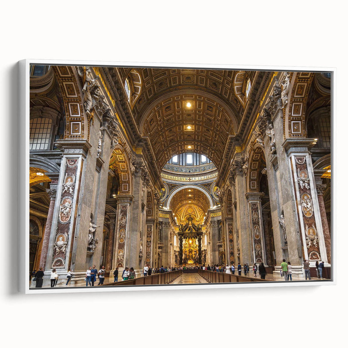 Vintage poster art of the Vatican on framed canvas, featuring colorful art in extra large size, ideal for living room decor.