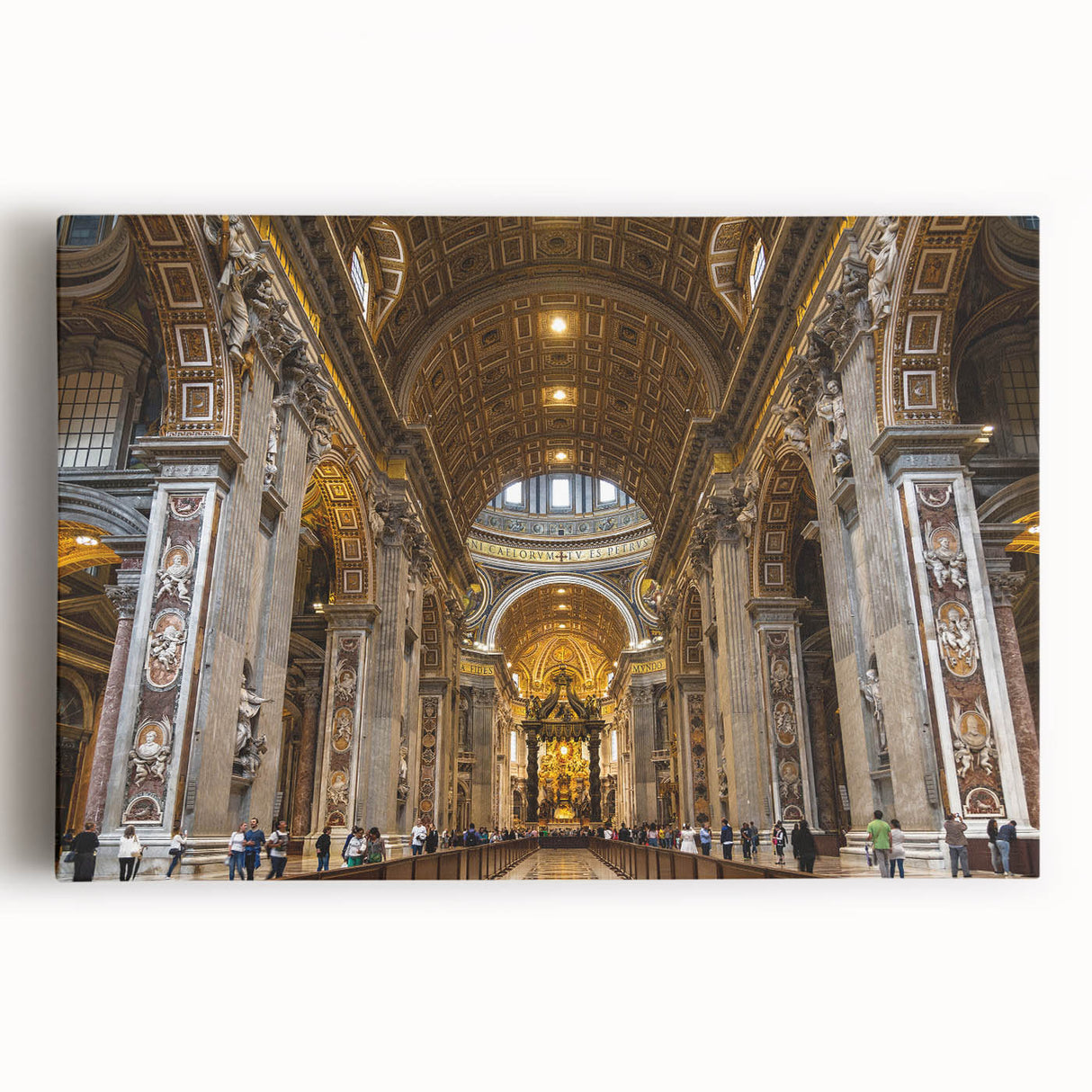 Black and white large art print of the Vatican scenery on stretched canvas, suitable for kitchen wall art.