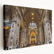 Vatican scenery on large stretched canvas with detailed European architectural elements in natural and earth tones.