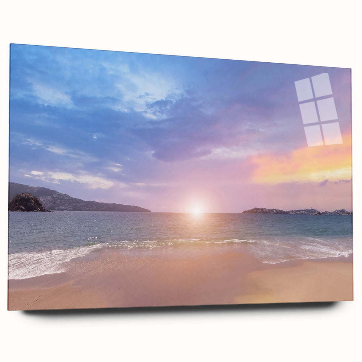 Large abstract wall art depicting the Acapulco scenery in vibrant colors on acrylic glass.