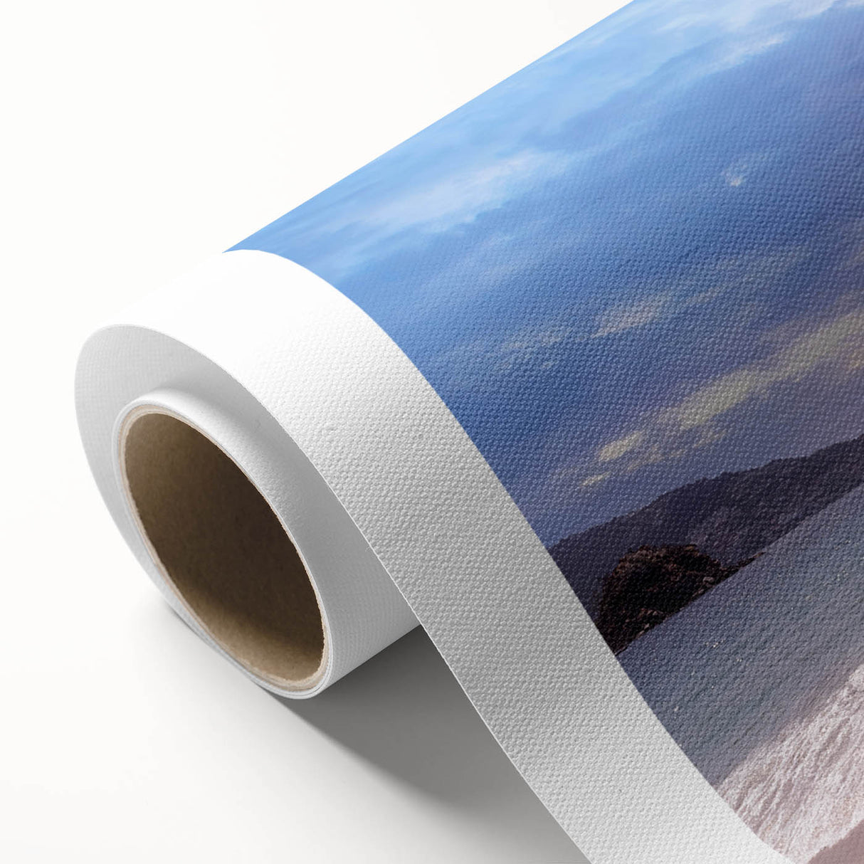 Art deco poster of Acapulco scenery on rolled canvas, featuring pastel shades, ideal for nursery wall art or dining room.