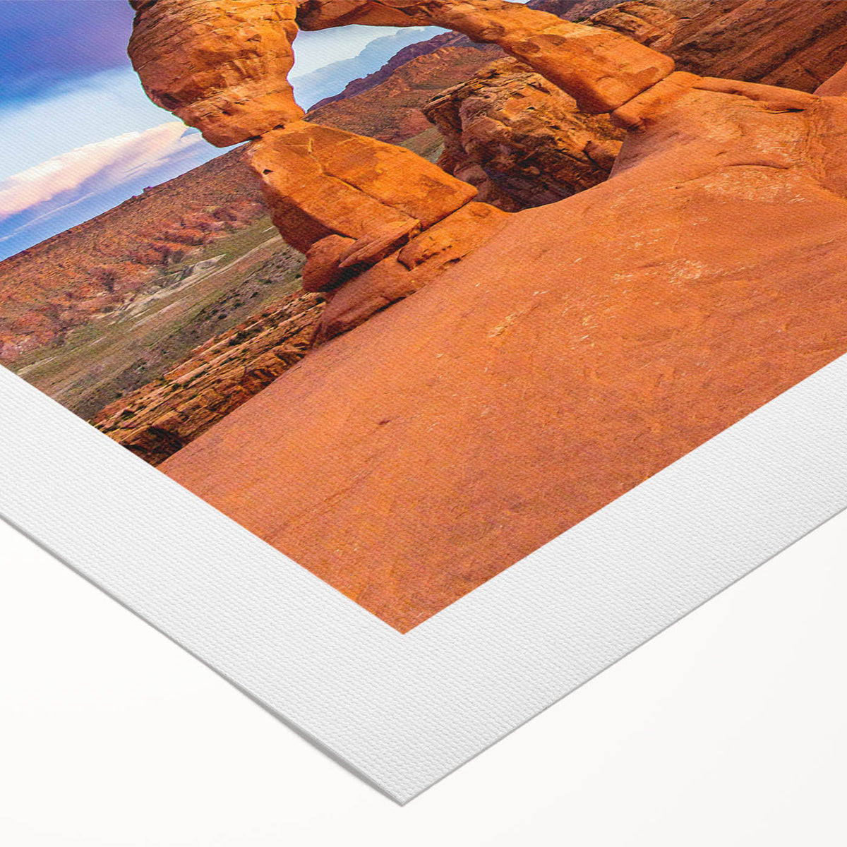 Art deco poster of Arches National Park in Utah, featuring warm earth tones on rolled canvas, suitable for dining room decor.
