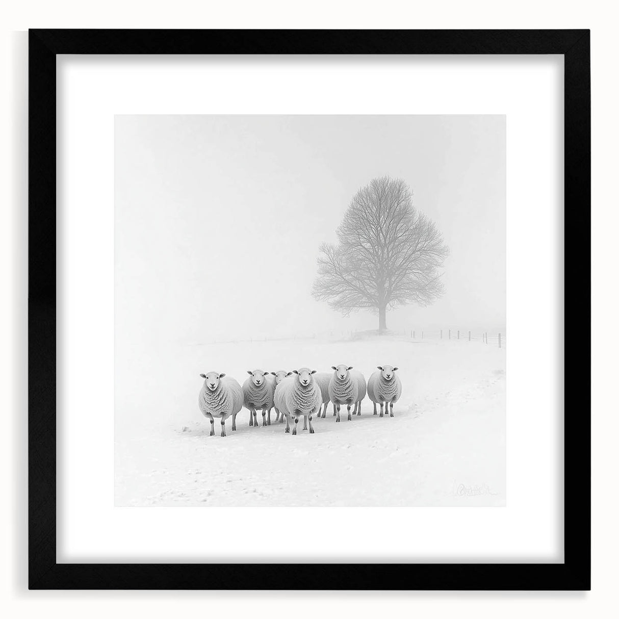 Office Art Prints – Minimalist Black and White Winter Scene